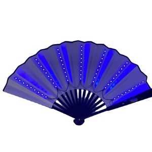 LED <b>Light</b>-Up Folk Art Folding Fan 33cm Bamboo Decorative Rave Fan for Parties Carved <b>Flash</b> Dance Technique - Product Image 1