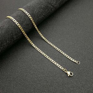 Men's Gold Plated <b>Titanium</b> Steel <b>Chain</b> Necklace 7mm 61cm Hip Hop Party Jewelry Geometry Wave Design XL005 - Product Image 5
