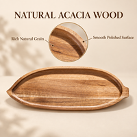 Plateau de table en acacia durable pour servir des aliments en cuisine, des sushis, du café, des biscuits, des fruits, plateau en bois, plat de service, plateau de rangement