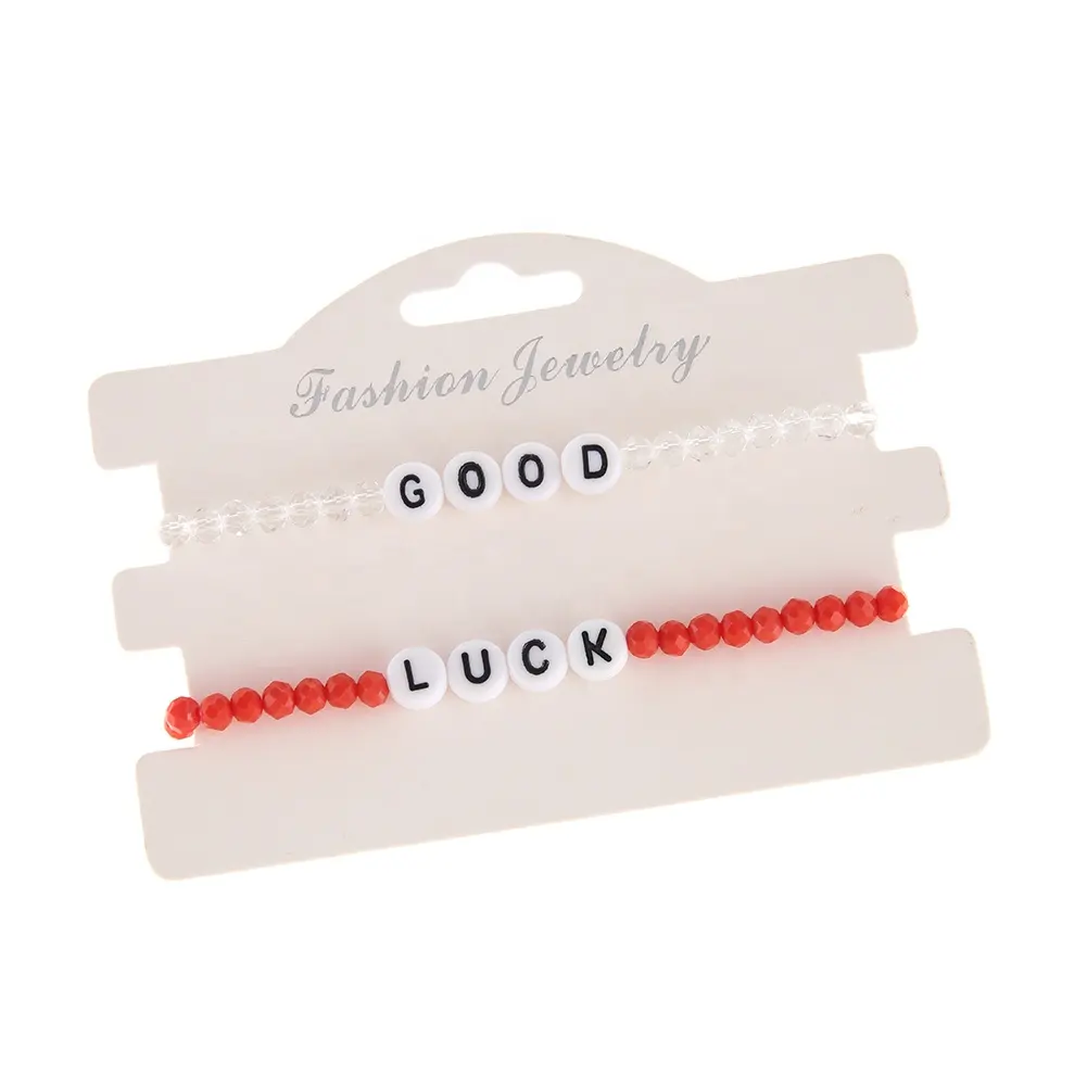 Best Friend's Bohemian Style 2-Bracelet Set Multi-Color Crystal and Acrylic Letter Friendship Bracelets