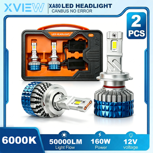 Faro LED H7 <span class=keywords><strong>de</strong></span> 160W y 50000LM con Doble Tubo <span class=keywords><strong>de</strong></span> Cobre para Refrigeración, Kit <span class=keywords><strong>de</strong></span> Conversión <span class=keywords><strong>de</strong></span> Alta Potencia para Talleres Profesionales - Product Image 1