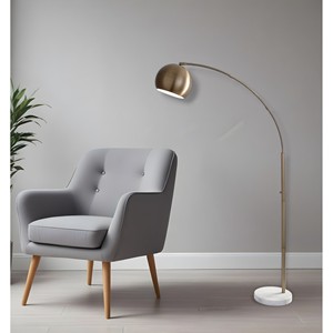 HMS 78 lampada da terra ad arco in metallo in ottone contemporaneo con ciotola in tessuto E27 Base LED sorgente luminosa per soggiorno o Hotel - Product Image 5