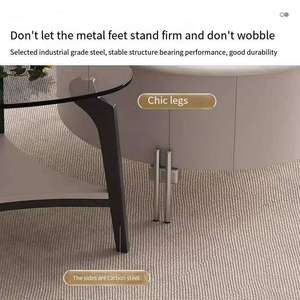 Tavolino da Caffè Rotondo Moderno con Vano Portaoggetti per Soggiorno, Produzione Cinese - Product Image 4