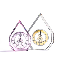 Fabriqué à la main De Coupe De Diamant Quartz Horloge De Bureau En Cristal De Souvenir De Mariage