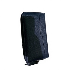 Cartera Larga de Cuero Genuino para Hombre, Cierre de Cremallera, Estilo Vintage Minimalista, Bolso de Mano Diario, Antirrobo, Resistente al Agua, Logotipo Grabado - Product Image 1