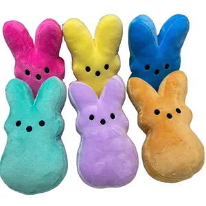 Custom Plush Toy 15cm Easter Peeps Rabbit Bunny Color Soft Stuffed Bunny Animal Plush Baby Girls Gifts Rabbit Toy OEM Wholesale