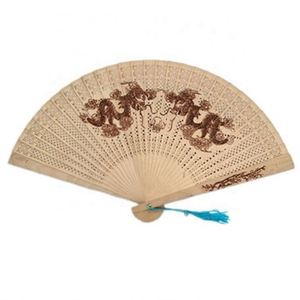 Abanico Plegable Chino de Madera de Sándalo de 8 Pulgadas con Borla, Recuerdos de Boda y Regalos de Cumpleaños, Abanicos de Mano - Product Image 2