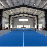 Cancha de Pickleball Personalizada con Estructura de Acero, Instalación Deportiva Cubierta con Techo de Metal Ligero