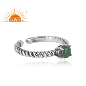 Pretty Natural Emerald Gemstone Ring Handmade <b>Oxidized</b> 925 Sterling Silver Designer Ring Jewelry Manufacturer - Product Image 3