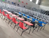 Ensemble de bureaux et chaises en plastique et métal pour l'école, le bureau et la formation, avec plateau de table intégré