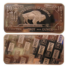 Cobre itens 10 oz 999 Belas Copper Buffalo Bullion Barras A148 - Product Image 3