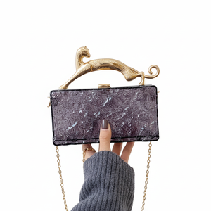 Bolsos de Mano de Moda para el Verano 2025, Asa Dorada, Cadena para Damas, PVC Mate Esmerilado, Bolso de Noche Acrílico para Mujer, Solapa con Cierre Impermeable - Product Image 1