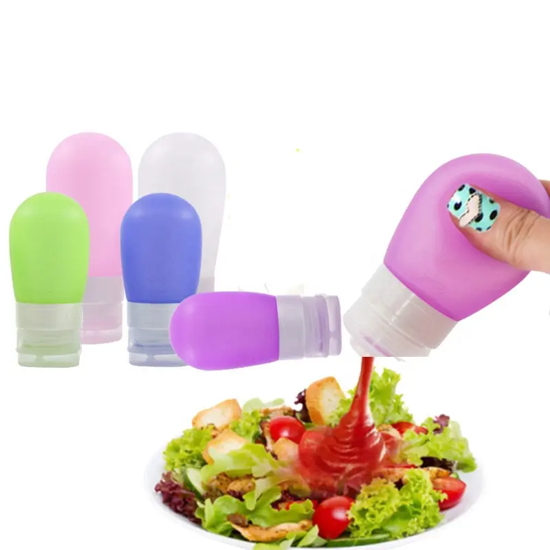 Portátil reutilizável macio 1 oz espremer mini silicone salada vestir garrafas squeezable molho vestir recipientes ketchup garrafa