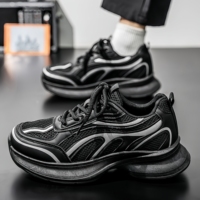 Chaussures de course rétro pour hommes, empeigne en mesh respirante, confortables, à enfiler ou à lacets, style Dad Shoes, design sportif toutes saisons, baskets
