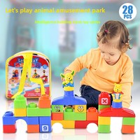 Jouet éducatif pour enfants, blocs de construction en plastique à grandes particules, animaux, sac de rangement, sac à dos, assemblage pour la maternelle