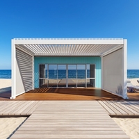 Pergola bioclimatique motorisée en aluminium de luxe, moderne, avec toit réglable pour terrasse et jardin de villa haut de gamme