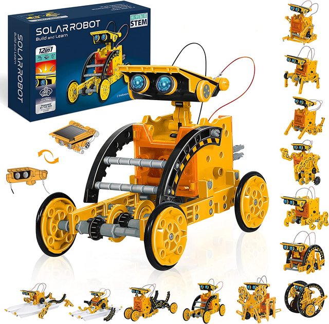 14-in-1 Solar Robot Kit: Educational STEM Science Toy for Kids and Teens - DIY Battery-Operated Robotic Set
