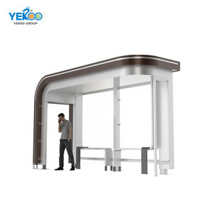 Parada de Autobús Moderna de Acero Inoxidable de Buena Calidad, Resistente a la Intemperie, con Caja de Luz LED, Panel Solar y Pantalla Digital de Información - Product Image 1