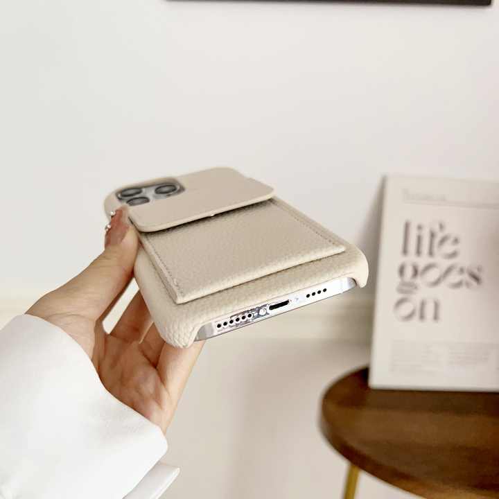 Card wallet leather phone case for iPhone 13 14 15 16 pro max hard pc