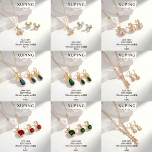 Set di Gioielli XUPING con Zirconi, Placcato in Oro 18K, Gioielli da Donna alla Moda, Set all'Ingrosso con Orecchini e Collana - Product Image 1
