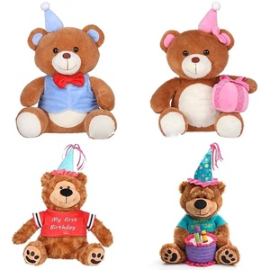 Adorable Ours en Peluche Marron Moelleux Tenant une <span class=keywords><strong>Bougie</strong></span> Gâteau, Jouet en Peluche Certifié CE CPC, Animal en Peluche pour Décoration de Baby Shower et Anniversaire - Product Image 3
