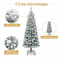 5 pieds/6 pieds/7 pieds neige artificielle floquée arbre de noël crayon mince floqué arbre de noël
