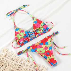 Bikini brésilien réversible sans couture imprimé, bikinis à lacets sans bretelles - Product Image 5