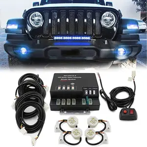 car accessory wholesale Blue 4 PCS LED Safety Hi-Intensity Emergency Warning Hideaway Strobe Lights Kit for Cars