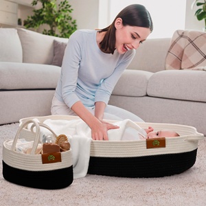 Corde de coton pour bébé panier à <span class=keywords><strong>langer</strong></span> avec caddie à couches bébé nouveau-né moise panier couche à <span class=keywords><strong>langer</strong></span> Topper pour <span class=keywords><strong>commode</strong></span> - Product Image 1
