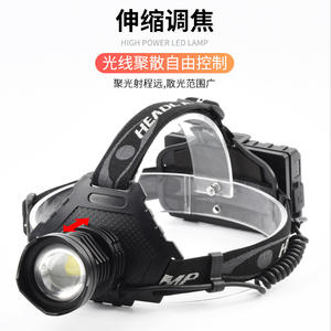 Lampe frontale télescopique à zoom Strong Wolf P70, 2500 mAh, rechargeable, LED haute puissance, réglable pour la pêche de nuit - Product Image 1