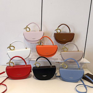 Grenzüberschreitende Personalisierte Allzweck-Satteltasche Modische Textil-Trendtasche Halbrunde Tasche Bonbonfarbene Alltags-Schultertasche - Product Image 1