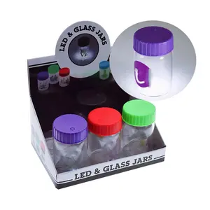 Ramuan Jar penyimpanan kustom Logo antibau Spice tembakau Stash Glow Jar grosir portabel bening Led botol penyimpanan kaca & stoples