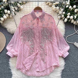 Camicette Casual da donna <span class=keywords><strong>con</strong></span> maniche a lanterna e <span class=keywords><strong>paillettes</strong></span> in tessuto da festa <span class=keywords><strong>con</strong></span> semplice elemento di moda - Product Image 1