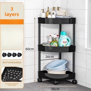 Étagère d'angle triangulaire multi-niveaux à 5 niveaux en <span class=keywords><strong>plastique</strong></span> pour <span class=keywords><strong>cuisine</strong></span> et salle de bain, organisateur sur pied pour toilettes - Product Image 6