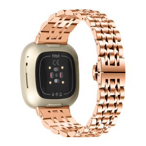 <span class=keywords><strong>Bracelet</strong></span> en métal à sept maillons HYX <span class=keywords><strong>Sport</strong></span>, <span class=keywords><strong>bracelet</strong></span> réglable à boucle papillon, <span class=keywords><strong>bracelet</strong></span> de montre en acier inoxydable, compatible avec <span class=keywords><strong>fitbit</strong></span> Versa4 Versa3 - Product Image 5