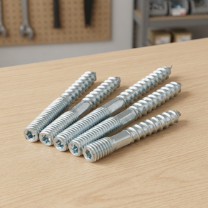 <b>Double</b> <b>End</b> Thread Dowel <b>Screw</b> M8 Coarse Thread Steel Zinc Plated Pan Head Self-Tapping Wood <b>Screws</b> - Product Image 3