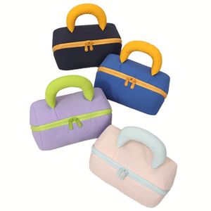 Sacs cosmétiques pour femmes, trousse de maquillage à ouverture large avec compartiments et poignée, trousse de toilette imperméable, pochette portable - Product Image 1