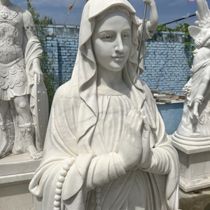 Statua Religiosa in Pietra Europea Personalizzata, Vergine Maria in Marmo Bianco per Giardino, Chiesa, Villa - Product Image 4