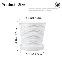 Pot de fleurs en résine plastique tressée imitation, extra large, durable, avec trou de drainage, design traditionnel, pour plantes d'intérieur, succulentes, 2,76 L