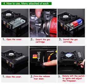 鋳鉄パン付きポータブルダブルアルミバーナーブタンガスストーブCE工場供給 - Product Image 4