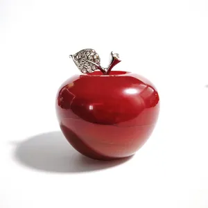 DIY高批发工厂天然抛光石英手工雕刻红玛瑙水晶苹果礼品