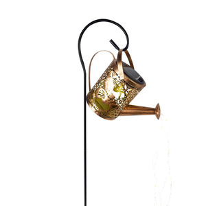 Lampe solaire LED d'extérieur IP65, étanche, en fer forgé, motif floral ajouré, petite bouilloire féerique, pour décoration de pelouse et piquet de sol paysager - Product Image 5