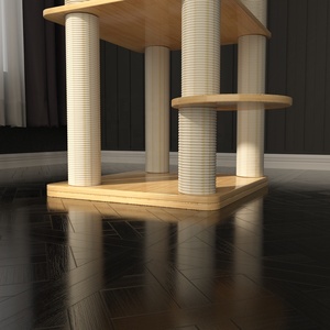 Arbre à chat de luxe en bois massif avec capsule spatiale, plateforme de saut, structure d'escalade, griffoir et condo pour chat, mobilier pour animaux de compagnie - Product Image 2