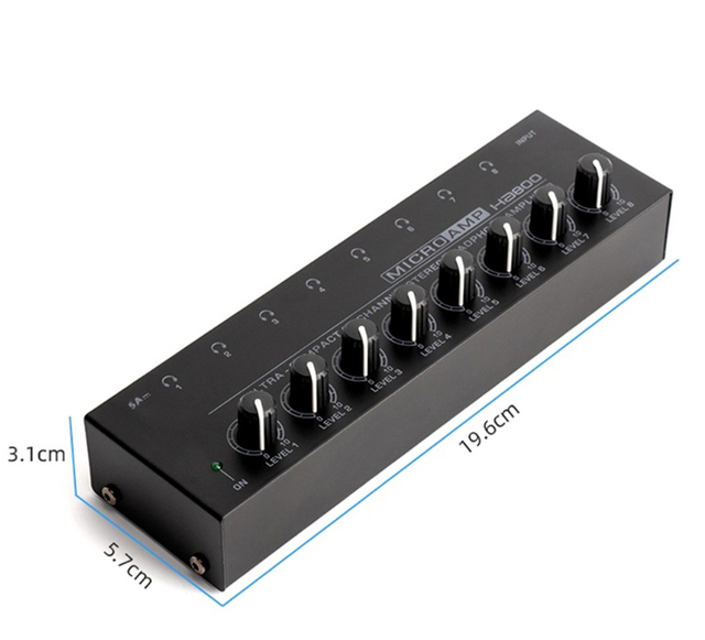 HA800 8 Channel Headphone Amplifier Audio Stereo Amp Microamp Amplifier for Music Mixer Recording Ultra-Compact Sound Amplifier