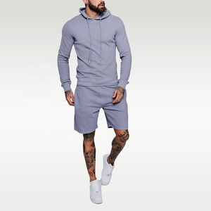 Conjunto de pantalones cortos deportivos para hombre, camisetas masculinas de 100% algodón, con logotipo personalizado, venta al por mayor - Product Image 1