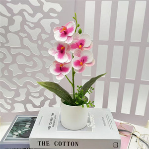 Fiore di <span class=keywords><strong>Orchidea</strong></span> Artificiale in <span class=keywords><strong>Vaso</strong></span>, Finta Phalaenopsis <span class=keywords><strong>con</strong></span> <span class=keywords><strong>Vaso</strong></span> in Plastica per Centrotavola, Decorazione Casa, Ufficio, Feste - Product Image 5