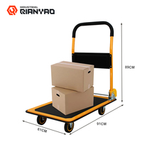 Carretilla Plegable Comercial con Gran Área de Carga, Carro de 4 Ruedas Giratorias, Carretilla de Mano Resistente para Logística