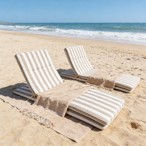 Coussins de chaise longue <span class=keywords><strong>d</strong></span>'extérieur imperméables en gros, revêtement PU, rayés, pour patio, plage, camping, voyage, toutes saisons - Product Image 1