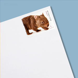 Autocollants adhésifs en PVC imprimés sur mesure, timbres australiens vintage, Wombat 2019, 1.1 Review 100, imperméables à l'eau, séchage rapide, blanc - Product Image 1