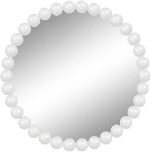 Large 70*70 <strong>White</strong> Round Beaded Wall <strong>Mirror</strong> for Decor <strong>Circle</strong> Hanging <strong>Mirror</strong> for Bathroom Bedroom Living Room - Product Image 2
